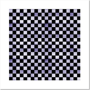 Black and Purple Checkered Wood Pattern Posters and Art